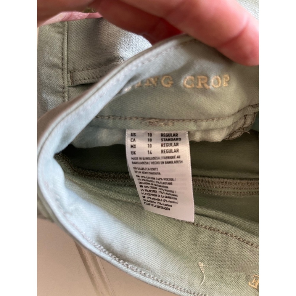 American Eagle Kick Crop Jeans Sage Green Size 10 Regular Stretch Denim Pants - Picture 5 of 7